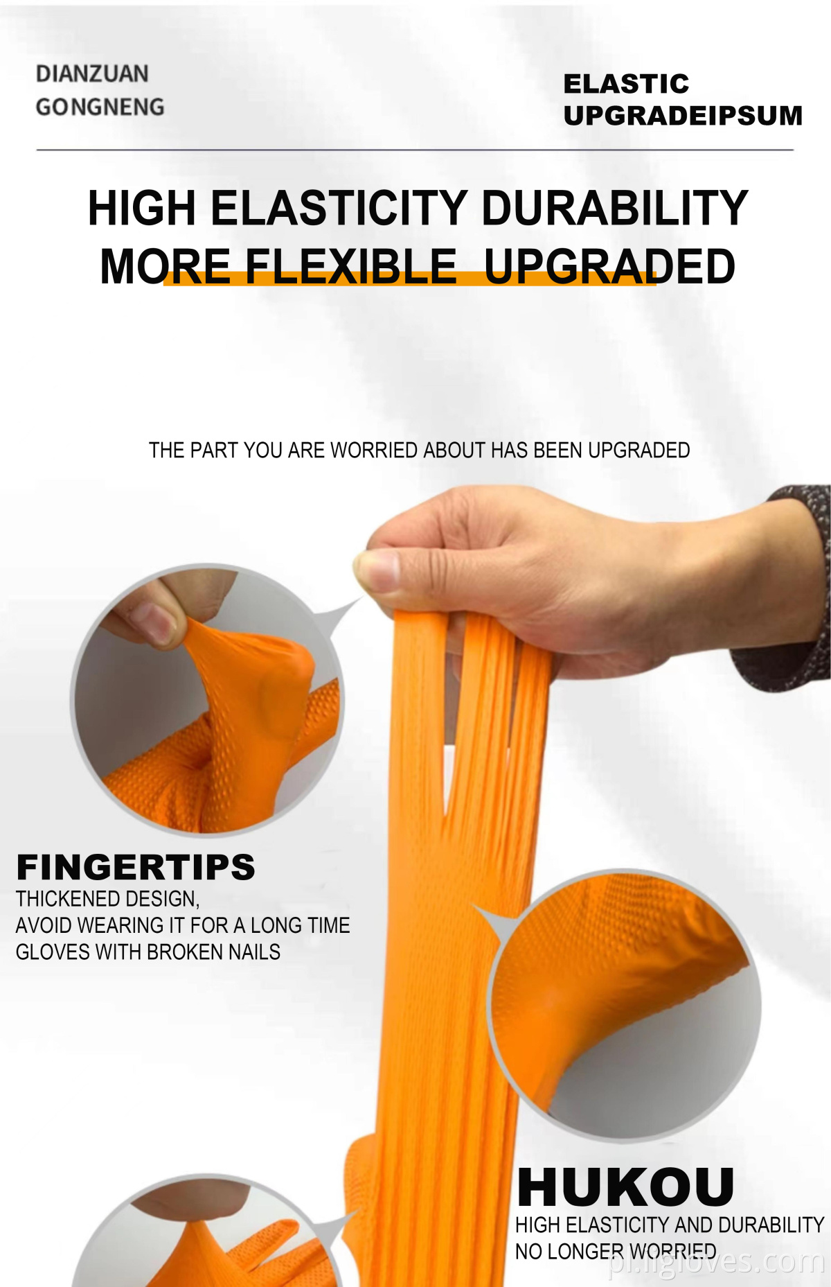 Wodoodporne wygodne bezpieczeństwo Woking Czarne czyste rękawiczki nitrylowe diamentowe wzór czarnych rękawiczek